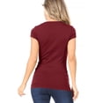 thumbnail image 4 of Women's Casual Solid V-Neck Short Sleeve Basic T-Shirt Top, 4 of 4