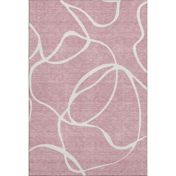 Addison Rugs Mayfield Premium Machine Washable Transitional Swirls Pink Rectangle Rug, 5' x 7'6"