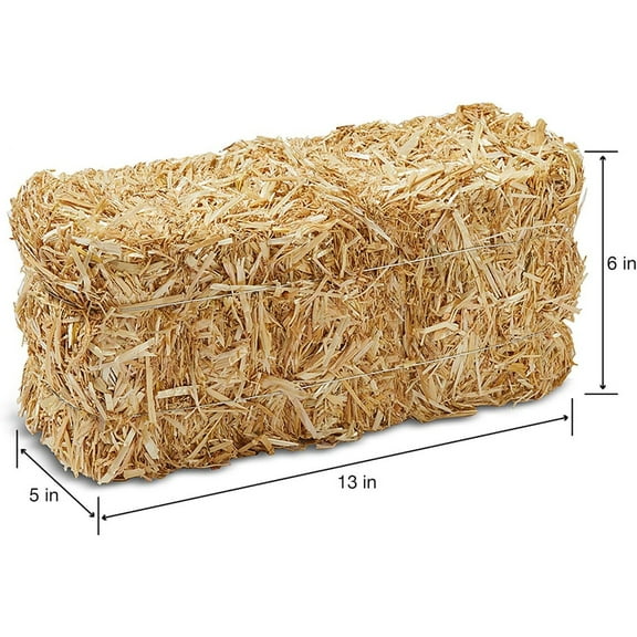 Decorative Straw Bale 5 Inch x 6 Inch x 13 Inch Natural