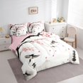 thumbnail image 2 of Homewish Japanese Ink Landscape 7-Piece Twin Bedding,Cherry Blossom Floral Bedding Comforter Set,Pink Reversible, 2 of 8