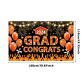 thumbnail image 2 of Graduation Theme 2024 Banner Orange Balloons Congrats Backdrop for Graduation Celebration Party Decor Ceremony, 2 of 7