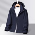 thumbnail image 1 of RXIRUCGD Men Solid Color Outdoors Mountaineering Wearproof Warm Zipper Multi-pocket Coat Long Sleeve Jacket, Navy, Size: L, 1 of 9