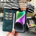 thumbnail image 6 of For iPhone 13 Pro Wallet Case Full Coverage 360° Protection Magnetic Closure Card Slots Kickstand PU Leather Shockproof Dustproof Lightweight Luxury Case for Women or Men,Blue, 6 of 10