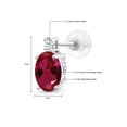 thumbnail image 5 of Gem Stone King 14k White Gold Red Created Ruby Earrings for Women (2.4Cttw, GemstoneJuly Birthstone, Oval 8X6MM, Round 2.5MM), 5 of 5