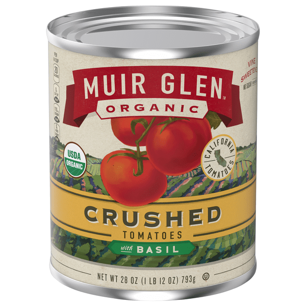 Pack of 12, Muir Glen Organic Crushed Tomato with Basil Sauce, 28 oz
