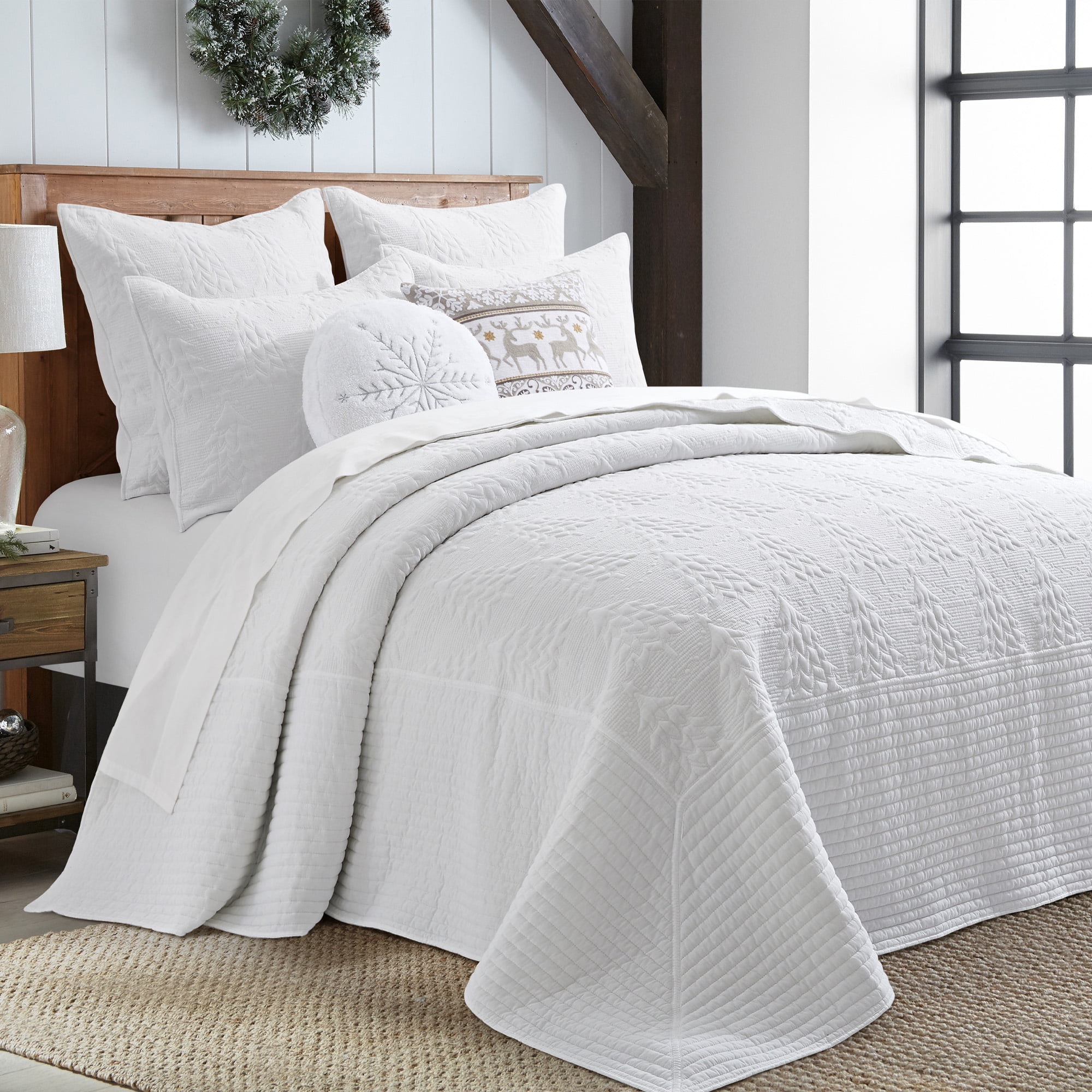 Levtex Home - O Christmas Tree Bedspread Set - Queen Bedspread and Two Standard Shams - Christmas Tree - White - Bedspread (110X106in.) and Shams (20x26in.) - Cotton