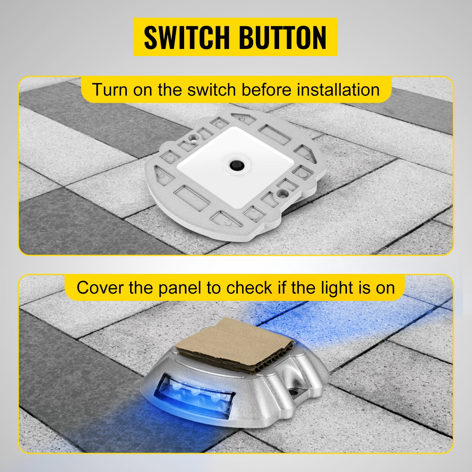 VEVOR Driveway Lights, Solar Driveway Lights 16-Pack, Dock lights with Switch, in Blue