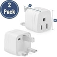 thumbnail image 2 of Bates- US to UK Plug Adapter, 2 Pack, White Type G Adapter for Travel, UK Power Adapter, UK Adapter Plug, Ireland Plug Adapter for London Plug, UK Adapters for Travel, England Travel Plug Adapter, 2 of 6