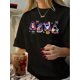 thumbnail image 1 of Women's Retro-Inspired Geometric Print T-Shirt - Casual Crew Neck, Short Sleeve Top, Breathable Polyester, Machine Washable, 1 of 6