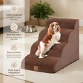 thumbnail image 4 of Pefilos 28" Dog Stairs for Small Pets with High-Density Sponge and Silicone Paw Prints, 4-Step Dog Ramp for Beds and Couch, Brown, 4 of 7