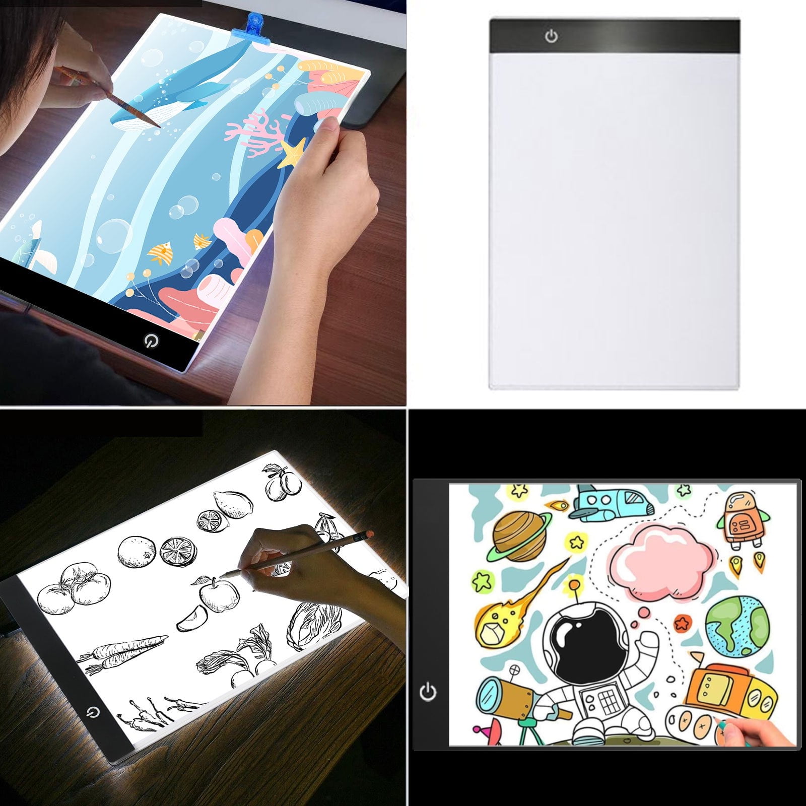 Light Pad,NXENTC A4 Ultra-Thin Portable LED Bright Pad Magnetic Tracing Light Box with USB Powered for Artists Drawing Weeding Vinyl DIY Diamond Painting Sketching Tattoo Animation Designing Silver 