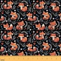 jejeloiu Cute Wild Fox Fabric by the Yard 1 Yard,Rustic Flower Daisy Home Decor Fabric by the Yard,Orange Black White Sewing Fabric For Girls,Microfiber Bedroom Decor