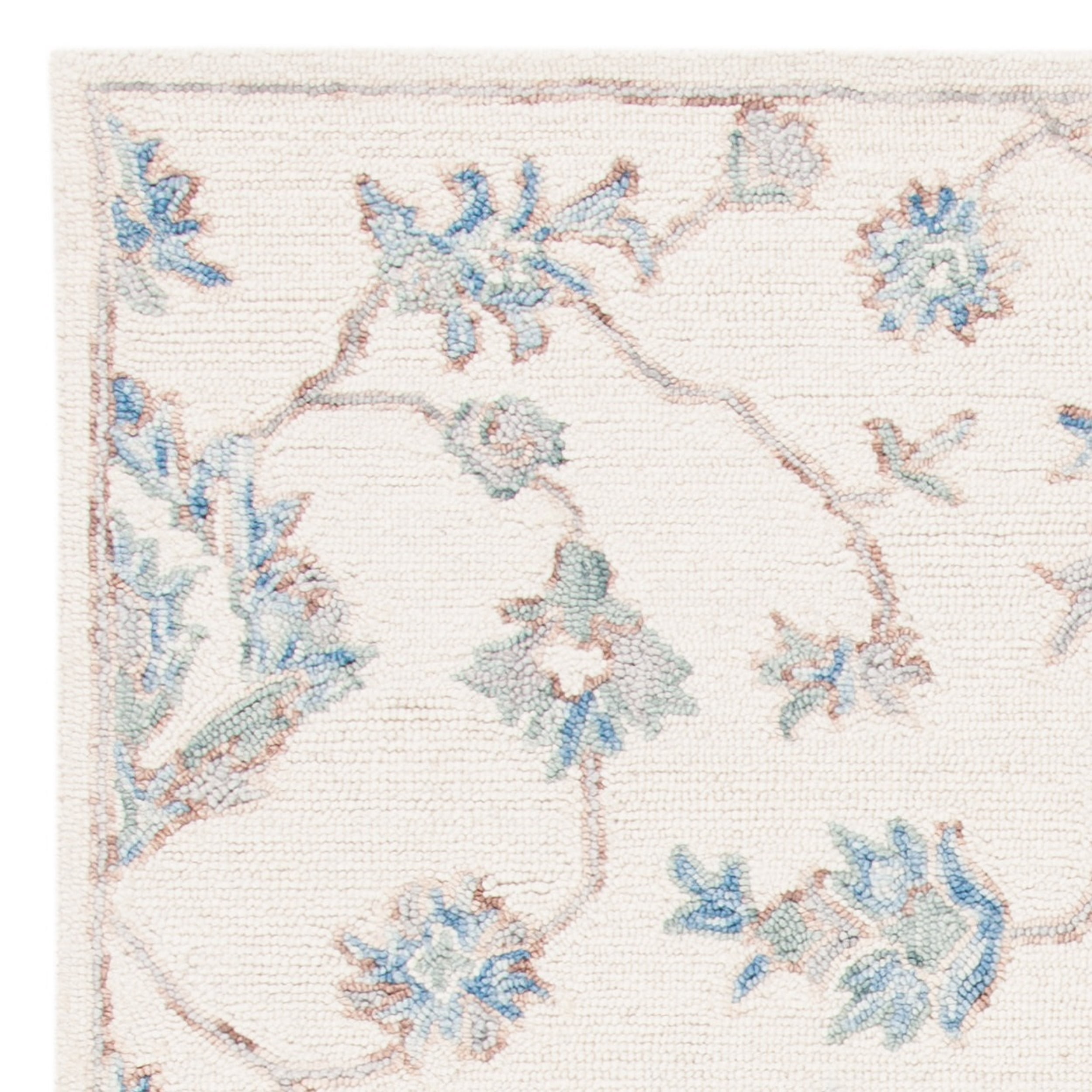 SAFAVIEH Micro-Loop Raschelle Floral Vines Wool Area Rug, Ivory/Grey, 5' x 8'