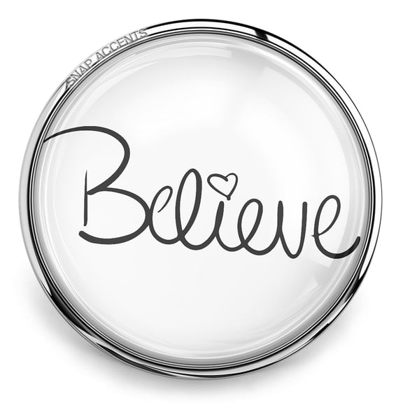 Believe Handwritten Snap Jewelry Ginger Charm Button, For Interchangeable DIY Customizable Accessories