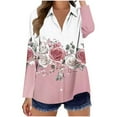 thumbnail image 6 of Womens Button Down Shirt Long Sleeve Blouse Business Work Tops Dressy Casual Floral Printed Outfits Pink S, 6 of 6