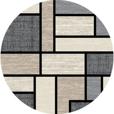 Premium 3D Hand Carved Thick Modern Contemporary Abstract Rug Design 3995 Beige Grey 6'6''x6'6'' Round