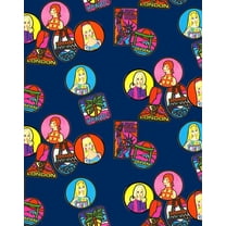 Barbie Travel Patches Removable Vinyl Wallpaper, Navy