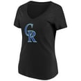 thumbnail image 2 of Women's Majestic Black Colorado Rockies Top Ranking V-Neck T-Shirt, 2 of 3