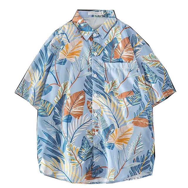 Camisa casual para hombre, camisas de playa tropicales, camisa de playa estampada, top regular de verano
