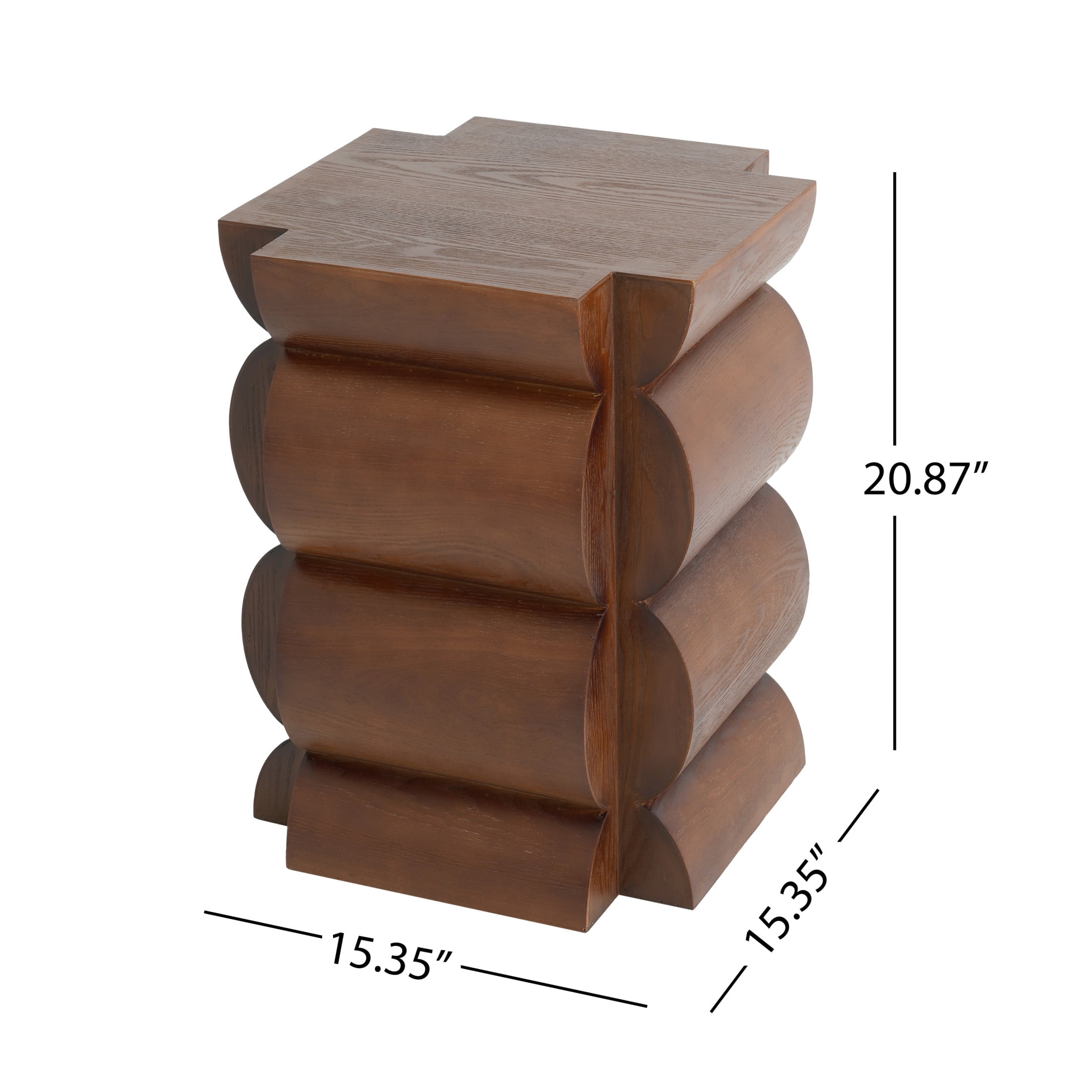 Christopher Knight Home 15.35" Curved Wood End Table, Modern Accent Side Table, Brown