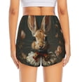thumbnail image 2 of Lsque Palatial Style Flower Rabbit Printed Women's Running Shorts with Liner Pockets,Elastic Quick Dry Workout Athletic Gym Yoga Shorts,Womens High Waist Shorts-X-Large, 2 of 9
