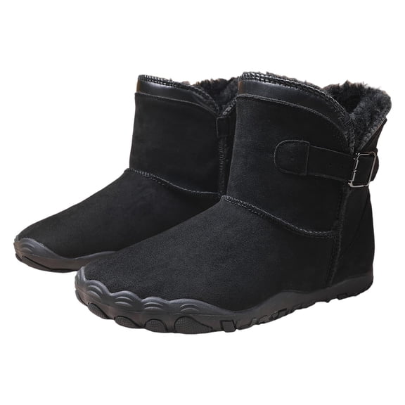 Barefoot Boots Women, Winter Snow Footwear, Wide Toe Box Design, Zero Drop, Fur Lined Ankle Hiking Booties, Lightweight