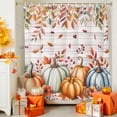 thumbnail image 4 of Shower Curtain 72"W x 72"L Fall Thanksgiving Pumpkins Leaves Wood Grain Fabric Shower Curtains Set with Hooks Water Repellent Bathroom Curtains Machine Washable Bathroom Accessories, 4 of 6