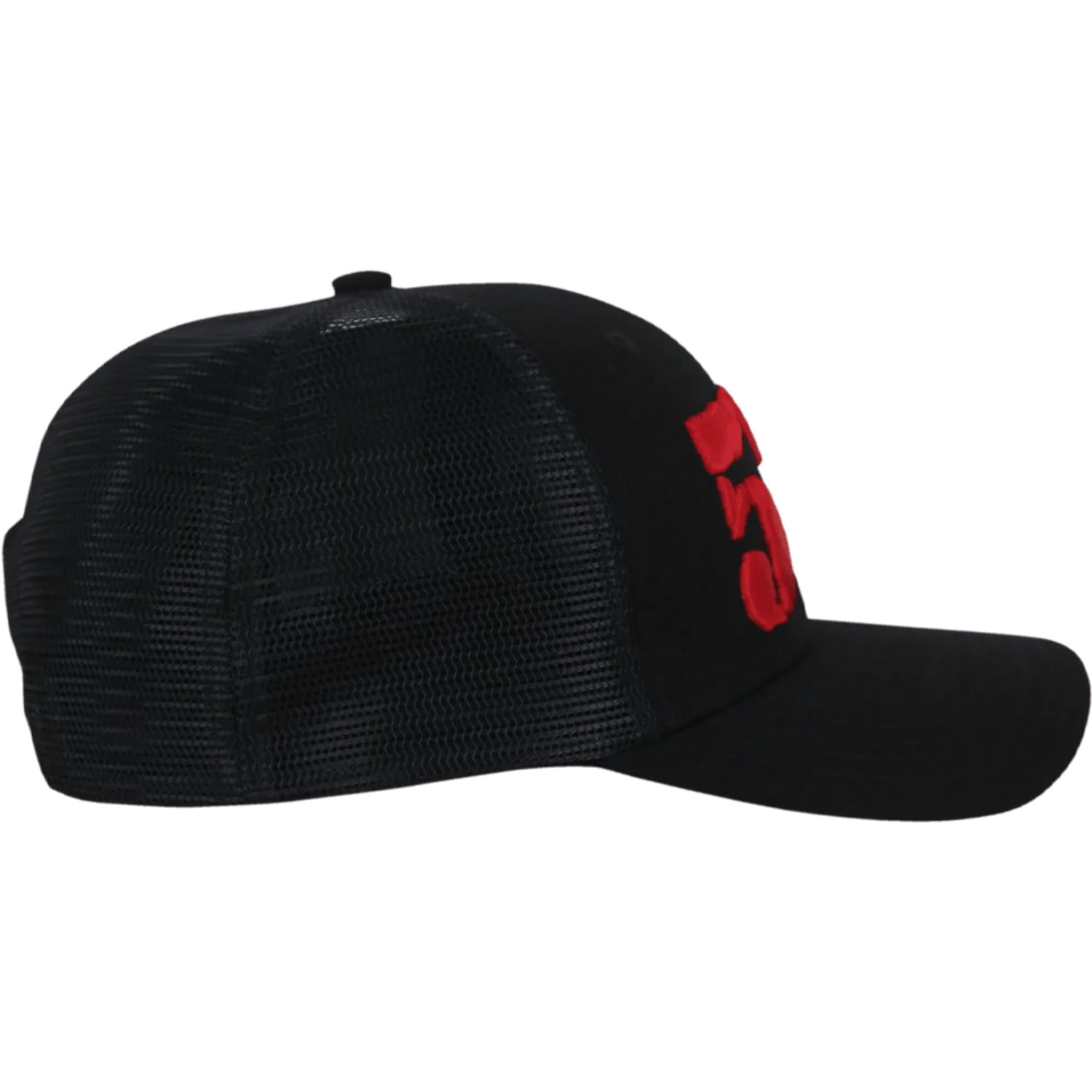 5% Nutrition Rich Piana Black Trucker Hat, Snapback Baseball Hat - Back Mesh Adjustable Flexfit Curve Bill Cap for Men and Women, Embroidered Red 5 Percent Logo