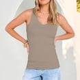 thumbnail image 6 of Endives Women's Camisole Tops Summer Ribbed Slim Fit V Neck Vest Top Basic Knitted Casual Tank Top Khaki, 6 of 7