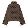 thumbnail image 4 of Karymi Jackets for Women Polka Dot Windbreaker Jacket, Stand Collar Button Front Drawstring Hem Cropped Coat with Side Pockets, Casual Long Sleeve Outdoor Anorak, 4 of 8