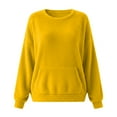 thumbnail image 4 of Womens Sweatshirt Double Fuzzy Fleece Soft Winter Crew Neck Pullover Hoodie Long Sleeve With Pockets Cozy Casual Tops Yellow XL, 4 of 4