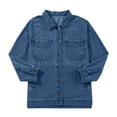 thumbnail image 3 of Tqcoqu Women's Jean Jacket Oversized Boyfriend Button Up Long Sleeve Split Trendy Denim Jackets, 3 of 9