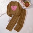 thumbnail image 6 of WAVSUF Girls Sweatshirt Sets Graphic Top and Flare Sweatpants Winter Trendy Outfits 2 Piece Brown 10-12, 6 of 6
