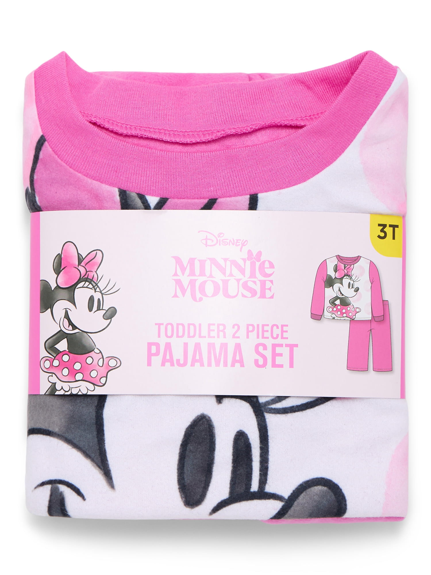 Disney Minnie Mouse Toddler Girls Long Sleeve Top and Pants Pajama Set, 2-Piece, Sizes 12M-5T