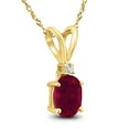 thumbnail image 2 of SZUL Women's 14K Yellow Gold 6x4MM Oval Ruby and Diamond Pendant, 2 of 5