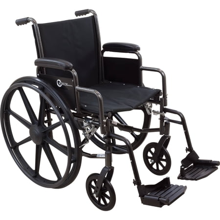 Roscoe Medical Lightweight Steel Wheelchair For Adults With Flip Back Desk Arms, 300 lb Capacity