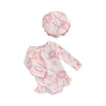 thumbnail image 1 of xiaxaixu Combinaison de Bain pour Filles avec Capuche, Imprimé Floral Manches Longues Col Rond Fermeture Éclair devant Maillot de Bain, 1 of 9