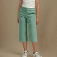 thumbnail image 3 of Juslio Girls Pants 4-14Years Kids Girls Solid Color Elastic Waist Straight With Pocket（Green Capris， 4 Years）, 3 of 9