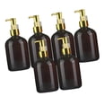 thumbnail image 4 of Dispensador de jabón líquido rellenable, botella con bomba de PET, accesorio de baño para cocina Marrón dorado 300 ml, 4 of 9