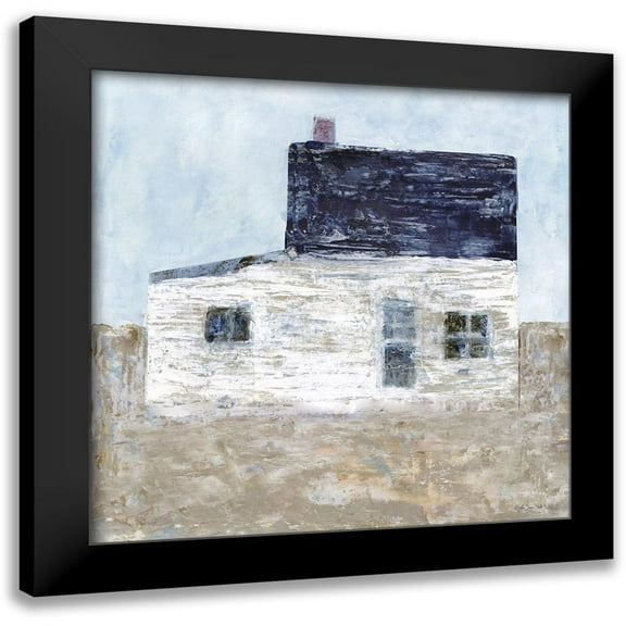 Stellar Design Studio 12x12 Black Modern Framed Museum Art Print Titled - Oceanside Cottage