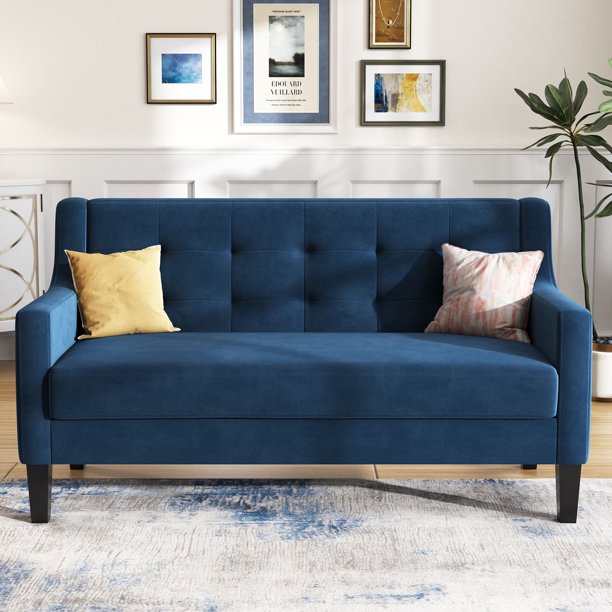 HONBAY Modern Tufted Upholstered Velvet Cozy Loveseat Settee Sofa Couch