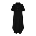 thumbnail image 6 of Horkkom Flowy Dresses for Women Short Sleeve Maxi Dresses Summer Solid Color Beach Dresses with Pockets Slit Side M, 6 of 9