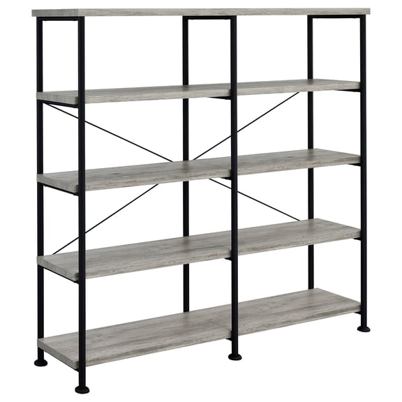 Analiese 63-inch 4-shelf Double Bookshelf Grey Driftwood