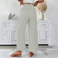 thumbnail image 5 of Casual Pants for Women Striped Elastic Drawstring Waist Straight Wide Leg Pants with Pockets, 5 of 5