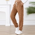 thumbnail image 2 of Ladies Plush Warm Thermal Pants Lace-up High Waist Jogger Trousers Pockets Fluffy Fleece Sweatpants Pajama Bottoms (XX-Large, Brown), 2 of 6