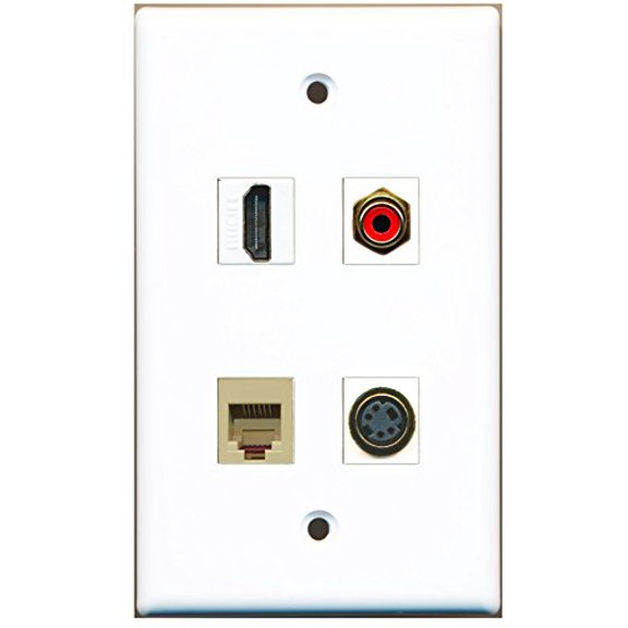 RiteAV - 1 Port HDMI 1 Port RCA Red 1 Port Phone RJ11 RJ12 Beige 1 Port S-Video Wall Plate