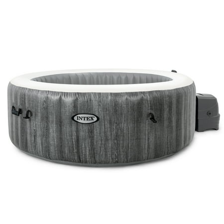 Intex Greywood Deluxe 4 Person Inflatable Hot Tub Spa w LED Light, Gray