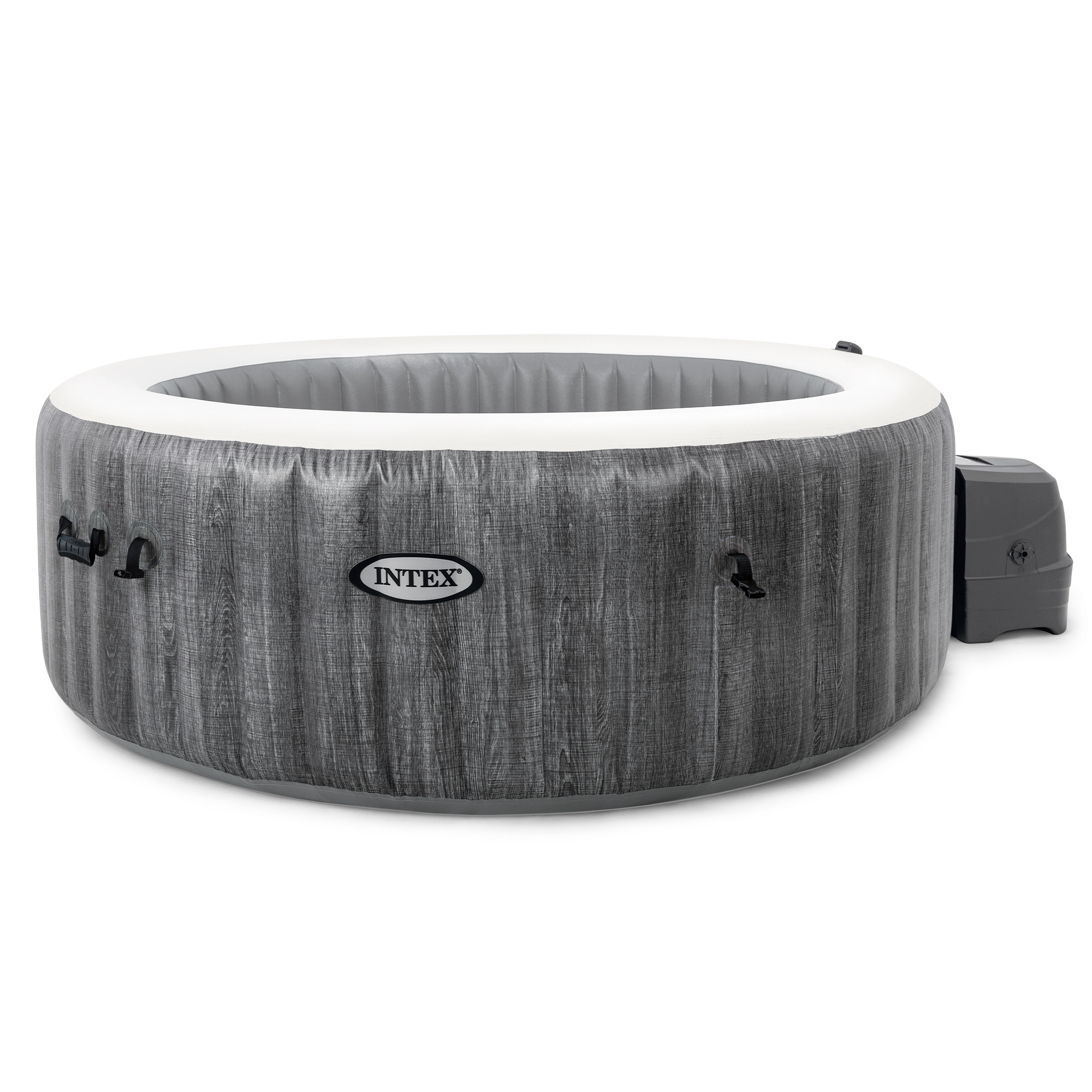 Intex Greywood Deluxe 4 Person Inflatable Hot Tub Spa w LED Light, Gray