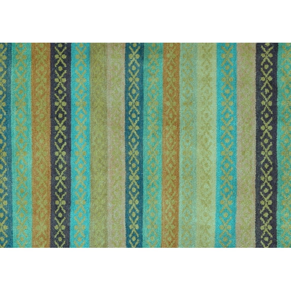 Ahgly Company Indoor Rectangle Oriental Light Blue Modern Area Rugs, 2' x 3'