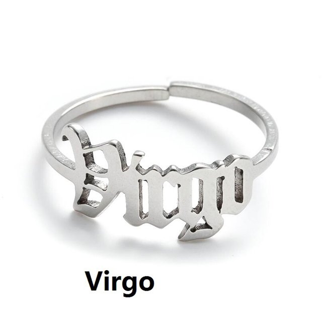 Fiudx Anillo de Acero Inoxidable, Elegante Diseño de Doce Letras, Detalles de Piedras Preciosas Brillantes, Accesorio de Moda Versátil, Regalo de Fiesta, Boda, Compromiso, Perfecto para Amigos y Cele
